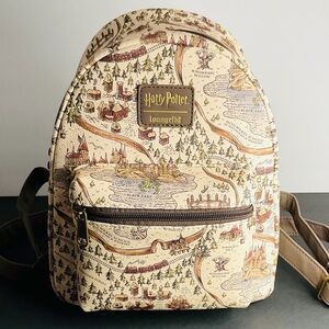 Loungefly Harry Potter Hogwarts Map Mini Backpack Cream NWOT